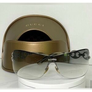 Gucci Rimless Chain Link Sunglasses Gradient Lenses Silver Tone